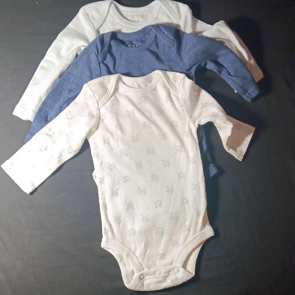 Cozy Kids Long Sleeve One Piece Set - Blue, White, Cream